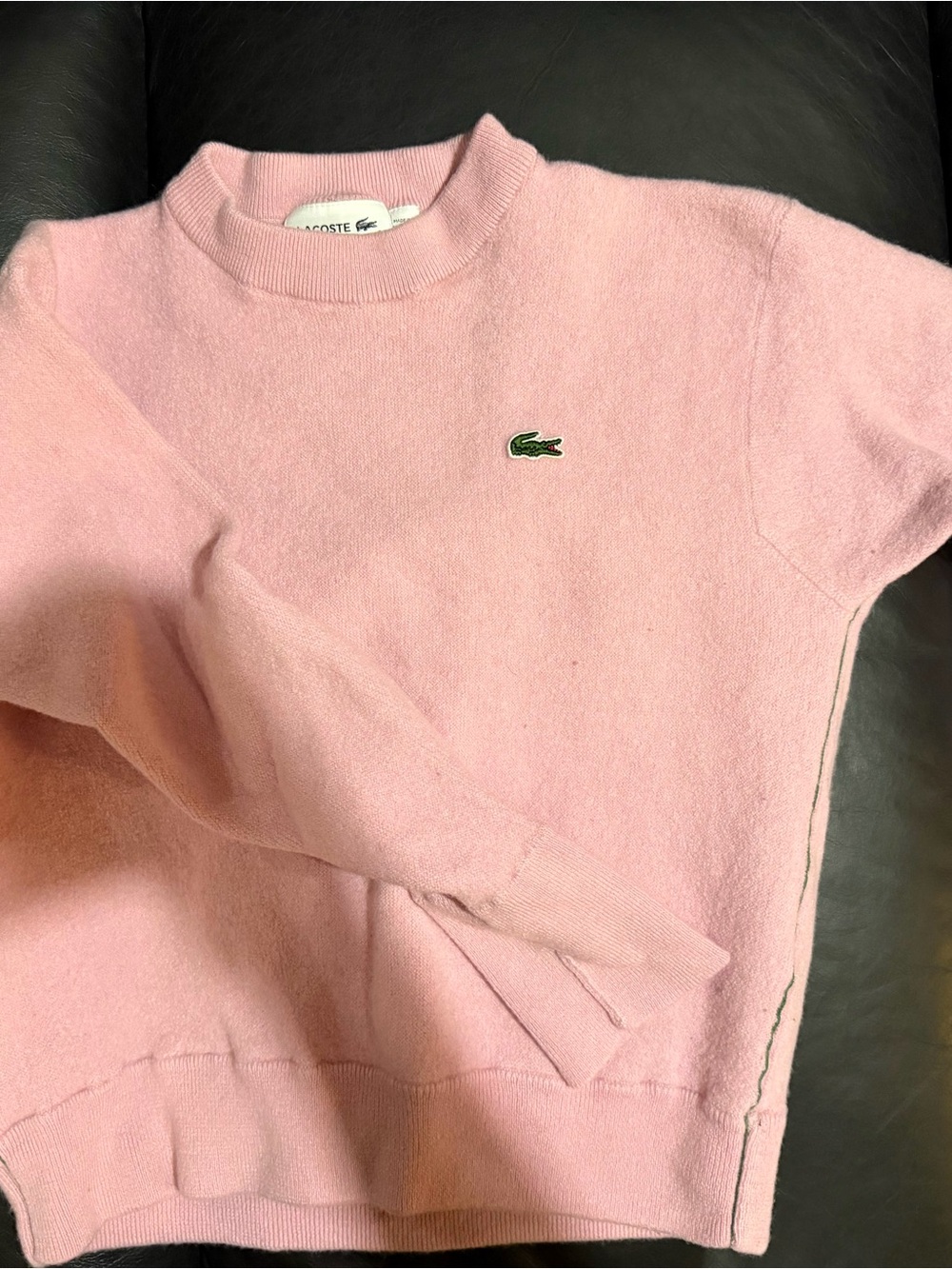 Lacoste Pastel Pink Crewneck Sweater with Crocodile Logo - Picture 1 of 3
